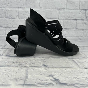 Skechers Cali Rumble On Black Women Sz 8 Luxe Foam Comfort Sandals Stretch Strap - Picture 1 of 11