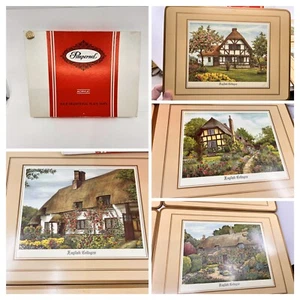 1983 Boxed Set 4 PIMPERNEL Placemats 12"x9" Cork Back-English Country Cottages - Picture 1 of 16