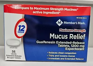 Member's Mark Mucus Relief Maximum Strength Guaifenesin Control Cough Exp 06/26 - Picture 1 of 4