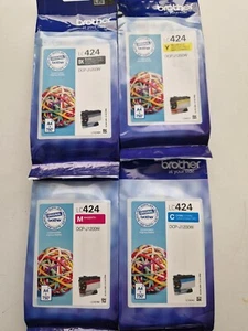 LC424 BROTHER  GENUINE INK CARTRIDGES - BLACK, MAGENTA, CYAN, YELLOW , Total 4 - Picture 1 of 5