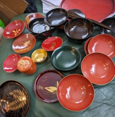 Lote de 22 piezas de laca japonesa vintage para revendedor Foto 1 de 4