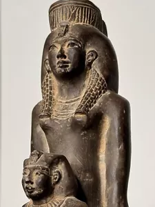 Ancient Egyptian Artifacts Statue Goddess Isis with Son Horus Basalt Stone BCE - Picture 1 of 13