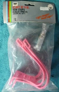 LG Vtg NIP Cateye Fixie Toe Clips w/hardware - PINK #TC-200 NO straps - Picture 1 of 4