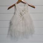 Girl's Boutique Lace Floral Pearl Tulle Formal Dress size 4-5 110 Flower Girl