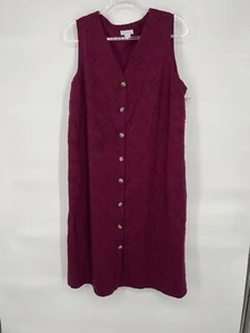 Liz Claiborne Maroon Eyelet Maxi Dress Womens Sz L Sleeveless V Neck NWT - Picture 1 of 11