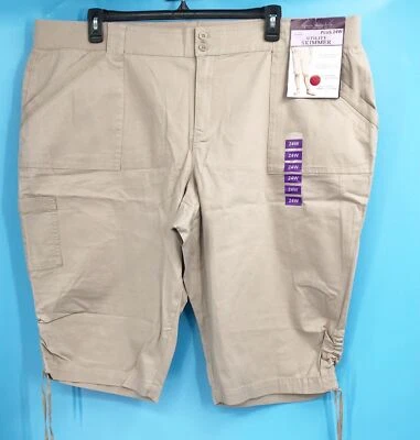 全新 Gloria Vanderbilt 实用撇渣器 加大 尺寸 Capris 彩色 Wheatfield -Sz 24W — 第 1/4 张图片