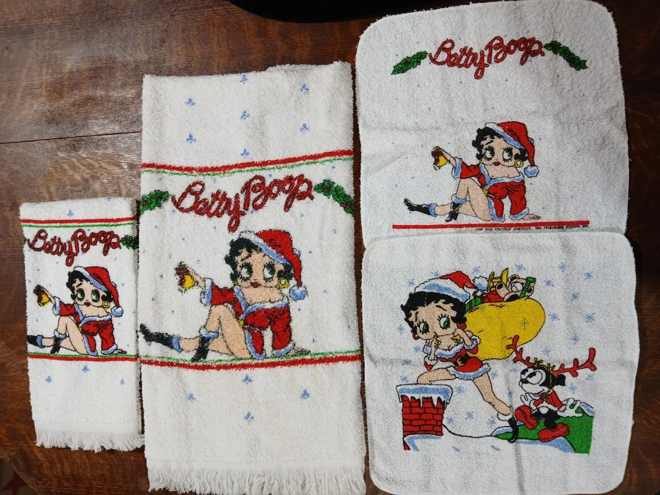 Betty Boop Juego de Toallas de Navidad 1 Baño y 1 Toalla de Mano con 2 Lavar Ropa Foto 1 de 1