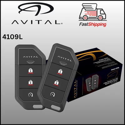 AVITAL 4109L / 1-WAY CAR REMOTE START & KEYLESS ENTRY SYSTEM W/ 2 REMOTES *NEW*