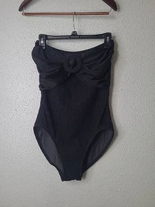 Vintage 80s Oscar De La Renta Black Swimsuit SZ 14 Old School Hollywood Glamour - Picture 1 of 7