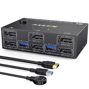 KVM- Dual Monitor DisplayPort, 4 USB 3.0 für 2 Computer, 2 in 2 Out DP 1.44255 - Afbeelding 1 van 6