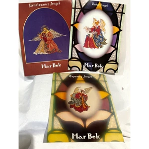Vintage 1979 Lot Set of 3 Angel Counted Cross Stitch Single Patterns Mar Bek - Picture 1 of 11