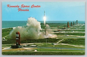 Rocket Launch at Kennedy Space Center in Florida c1960s Postcard (NASA Tours) - Picture 1 of 2