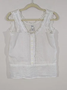 Vintage 90s Coquette Milkmaid Cami Tank Top Gr. S Cottage Prairie Pintuck Ruffle - Bild 1 von 6