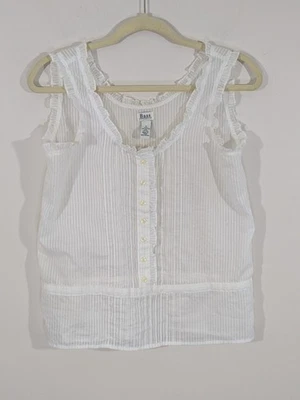 Regata vintage anos 90 Coquette Milkmaid Cami tamanho P chalé pradaria pintuck babado - Imagem 1 de 4