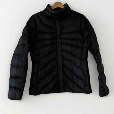 Lands End Black Puffer Jacket Coat Down Quilted Women’s Small Minimalist Outdoor - Image 1 of 4