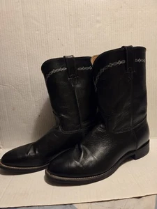 Justin Herren Schwarz Roper Stil 3233 Zum Überziehen Cowboystiefel Größe 11 D EE - Bild 1 von 16