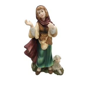Thomas Kinkade Nativity "Tending the Flock" Figurine 2002 E9026 Shepherd Woman - Picture 1 of 6