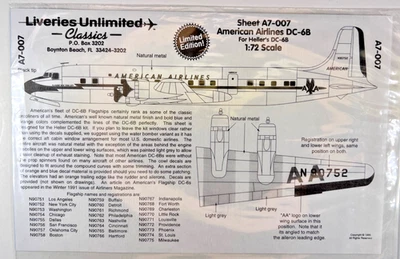Libreas ilimitadas 1/72.  American Airlines DC-6B.  1/72! Foto 1 de 2