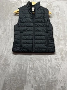 Anne Taylor Loft Puffer Vest Black Women's Size S Floral Zipper Polyester - Picture 1 of 7