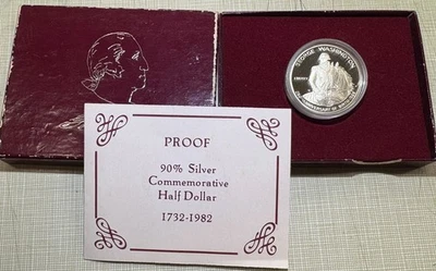 1982 50c Proof Silver Washington Commemorative Half Dollar With OGP And COA - Image 1 of 3