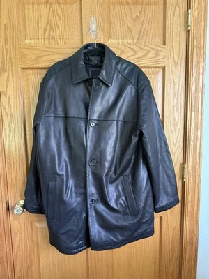 Marc by Andrew Marc Black Faux Leather Jacket Mens Large 4 Button Moto  Business - Image 1 of 4