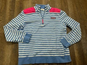 Camicia donna Vineyard Vines 1/4 zip blu righe rosa taglia media - Foto 1 di 9
