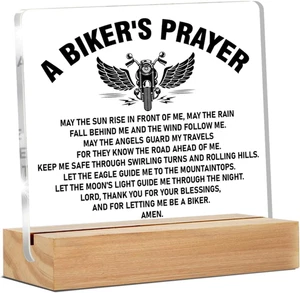 Biker Gifts, Gifts for Bike Lover Motorcycle Rider, Bikers Prayer Clear Desk Dec - Bild 1 von 6