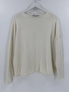 Suéter Pullover Zara Para Mujer Grande Marfil Blanco Tejido Suave Enrollado Dobladillo Transparente Informal - Imagen 1 de 17