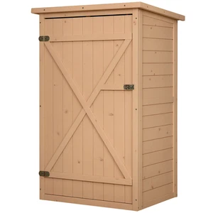 Outsunny Garden Shed Outdoor Tool Storage w/ 2 Shelve 75 x 56 x115cm Natural - Picture 1 of 11
