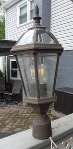 Vintage Pfosten Mast Leuchte Außen Laterne Lampe Garten Terrasse Hof Leuchte braun - Bild 1 von 10