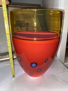 Rare Lost Angel Joel O’dorisio 10 3/4 Vase/ Amber And Red/ Psychedelic Vase - Picture 1 of 10