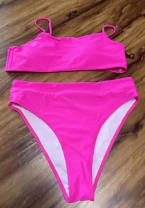 Bikini Mujer Rosa Caliente Extra Grande Cintura Alta Acolchado - Imagen 1 de 5
