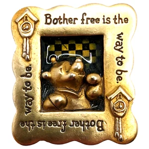 Disney Winnie The Pooh Bother Free Is The Way To Be Framed Brooch Lapel Pin 1.5" - Picture 1 of 9