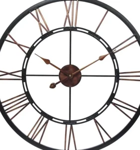 Large Bronze Wall Clock Open Face Aluminum Metal Brushed Indoor Roman Numeral - Picture 1 of 12