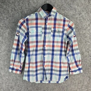Tommy Hilfiger Shirt Boys Medium 8-10 Blue Check Button Up Long Sleeve 12191 - Picture 1 of 11