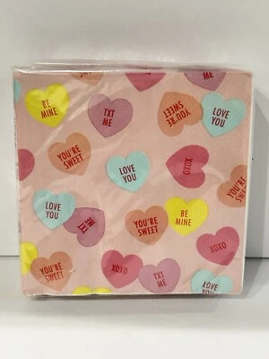 Servilletas decoupage de papel para bebidas de San Valentín Conversation Hearts 40ct ¡NUEVAS! Foto 1 de 4