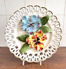 Vintage Reticulated PANSY Plate w/ Applied Hand-sculpted Hand-Painted 3D Flowers