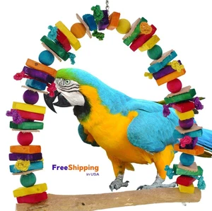 1665 Huge Jazzy Swing Parrot Bird Cage Toys Cages Toy Chew Foraging Amazon Macaw - Picture 1 of 2