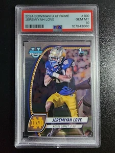 JEREMIYAH LOVE 2024 Bowman U Chrome 1° NOTRE DAME COMBAT IRISH PSA 10 #3060 - Foto 1 di 2