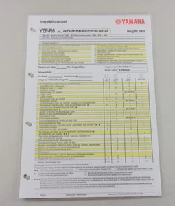 Inspektionsblatt Yamaha YZF-R6 Tipo Rj 036 Stand 2002 - Imagen 1 de 1