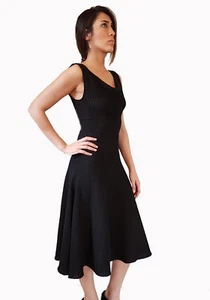 $1145 Authentic Rare DEREK LAM Women's Black Knitted Sleeveless Dress Jersey 4 - Picture 1 of 1