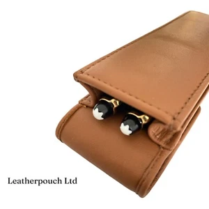Tan Leather Double Magnetic Pen Case Pouch. Hand Made Real Leather - Picture 1 of 6