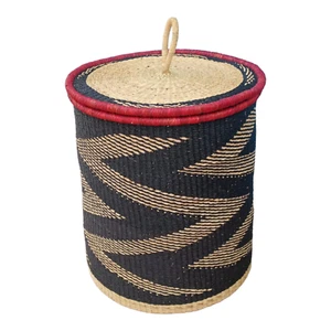 African Storage Basket,Rattan Laundry Basket,Laundry Hamper with Lid - Picture 1 of 2