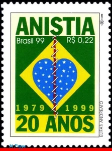 2719 BRAZIL 1999 POLITICAL AMNESTY, 20 YEARS, FLAG, MI# 2952 RHM C-2209, MNH - Picture 1 of 2