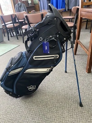 New! Wilson Staff Exo II Mens Lightweight Carry Bag, 5 Way Divider, Black/Blue - Image 1 of 4