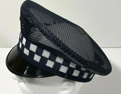NEW POLICE DEPARTMENT SUMMER MESH DRESS CAP NAVY BLUE WITH WHITE CHECKS 7 - Image 1 of 4
