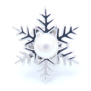 MIKIMOTO Silver plating Pin Brooch Snowflake motif Pearl /293918 - Picture 1 of 8