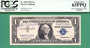 ASSAY COMMISSION AUTOGRAPHED - JOHN H SENGSTAKEN?? - 1957 $1 SC - PCGS CU 63 PPQ - Picture 1 of 2