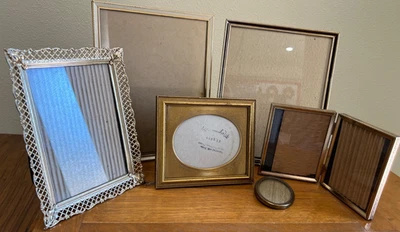 Lote de 6 marcos de fotos de latón MCM de colección decoración artística ornamentados BOHO Foto 1 de 4