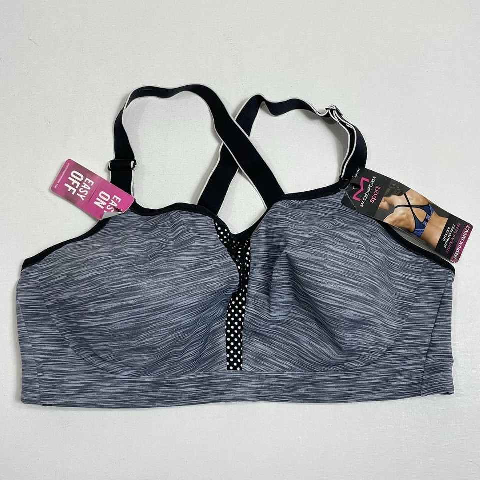Maidenform Sports Bra Womens 36D Gray Cross Back Underwire - Image 1 of 4